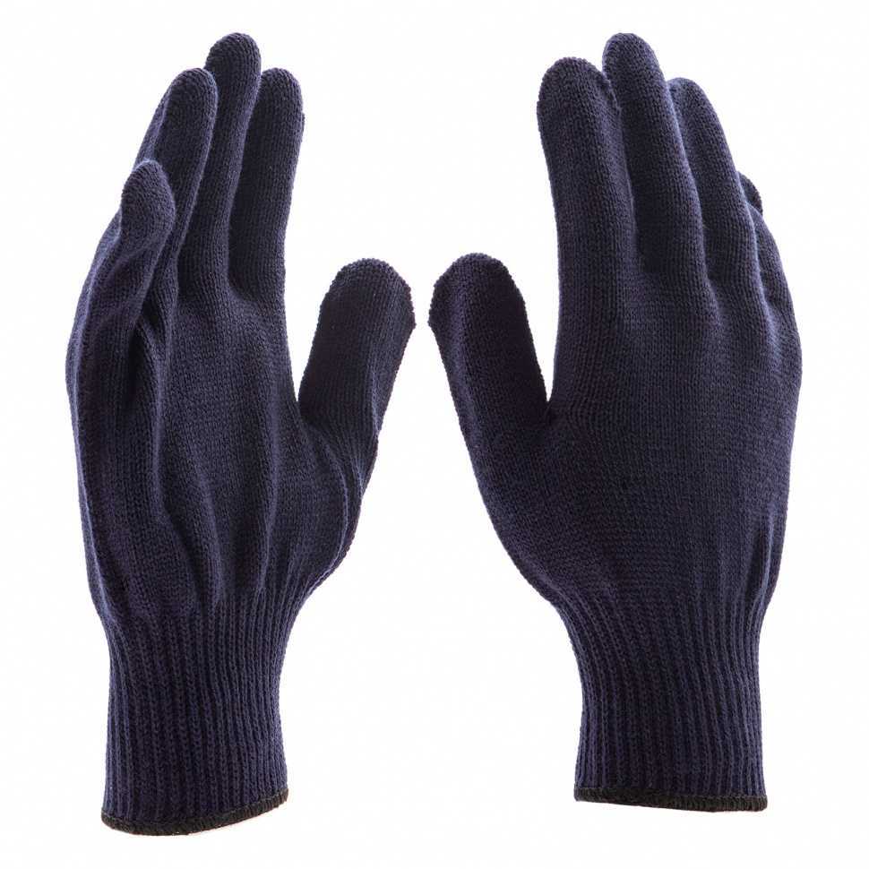 Перчатки трикотажные, акрил, синий, оверлок Россия Сибртех Садовые перчатки фото, изображение