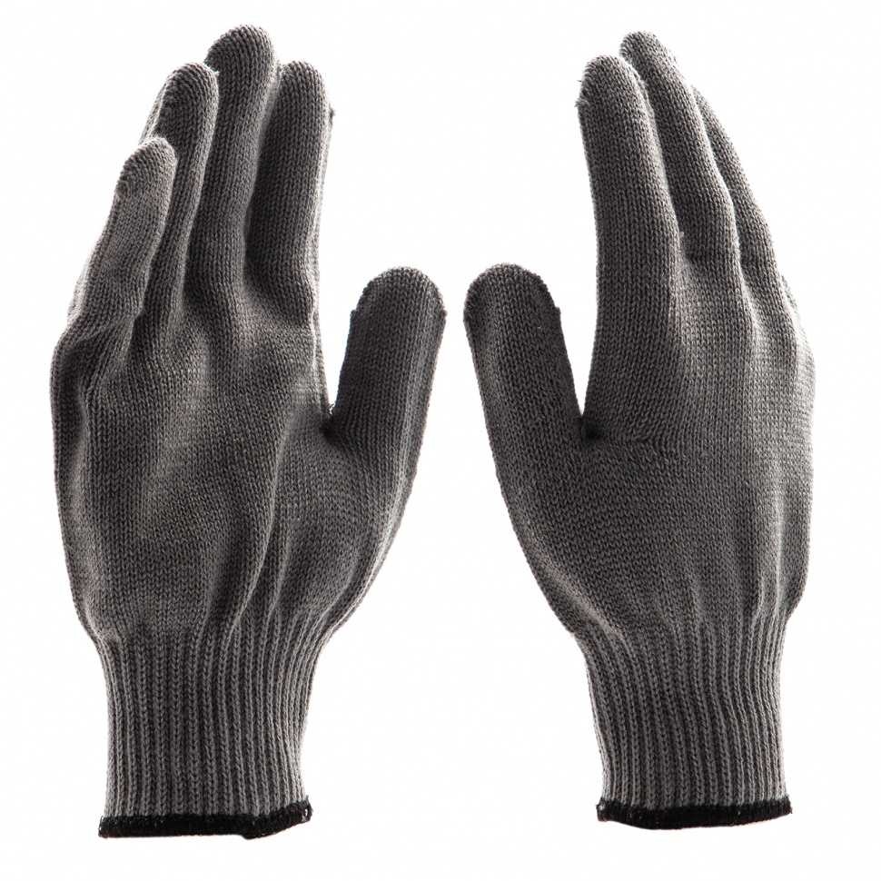 Перчатки трикотажные, акрил, серая туча, оверлок Россия Сибртех Садовые перчатки фото, изображение